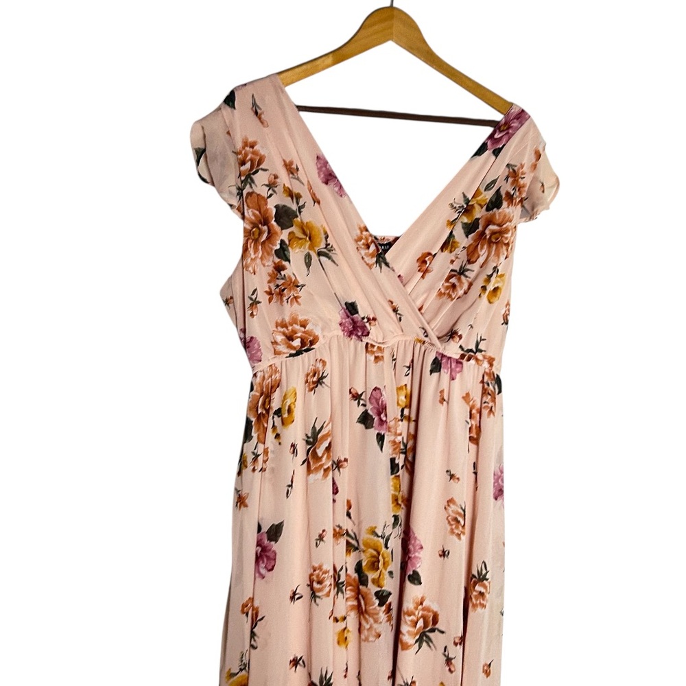 Torrid Blush Pink Floral Chiffon Hi-Lo Dress Plus Size 2X - Picture 5 of 8